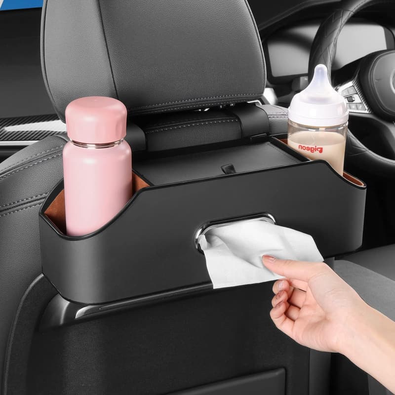 Car Seat Back Organizer - Functional Storage for Kids (Black)