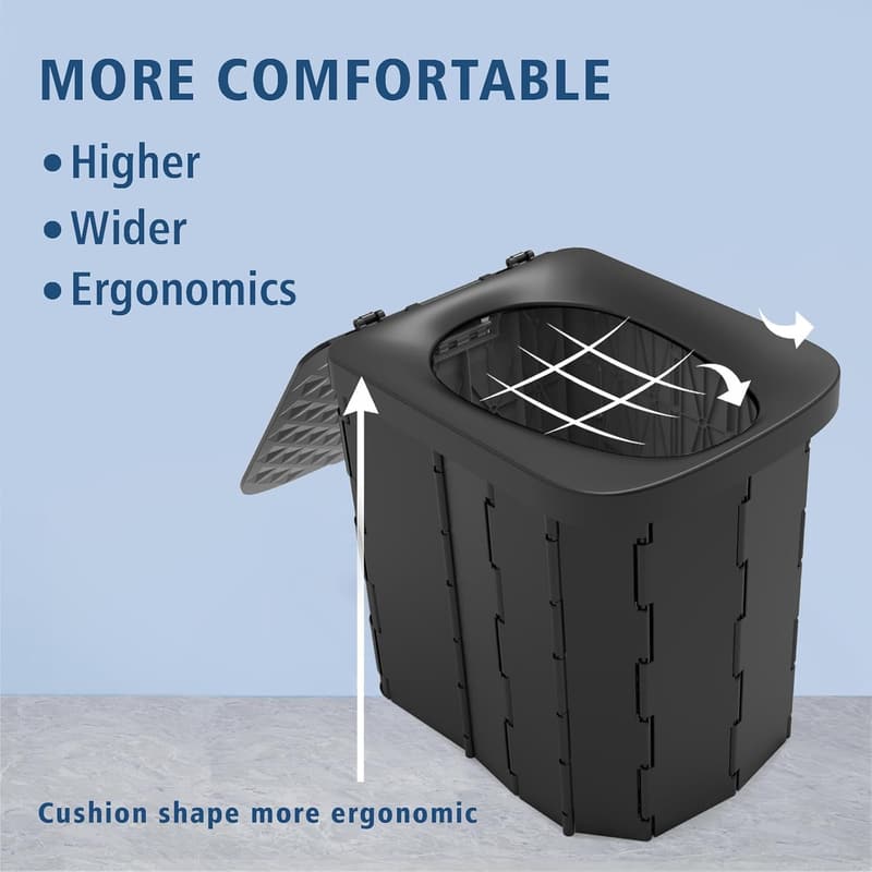 Portable Folding Toilet for Travel - Includes 12 Waste Bags