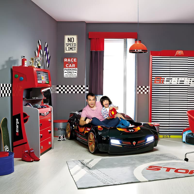 Vintage Race Car Parking Sign - Metal Wall Decor for Boys Room (8x12)