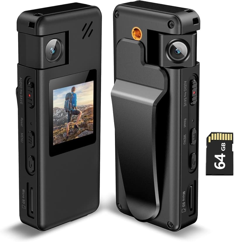 Portable 1080P Body Camera with 180° Lens and Motion Detection