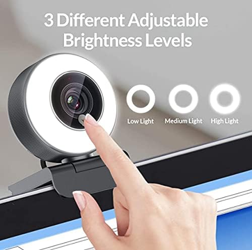 1080P HD Webcam with Adjustable Ring Light & Mic