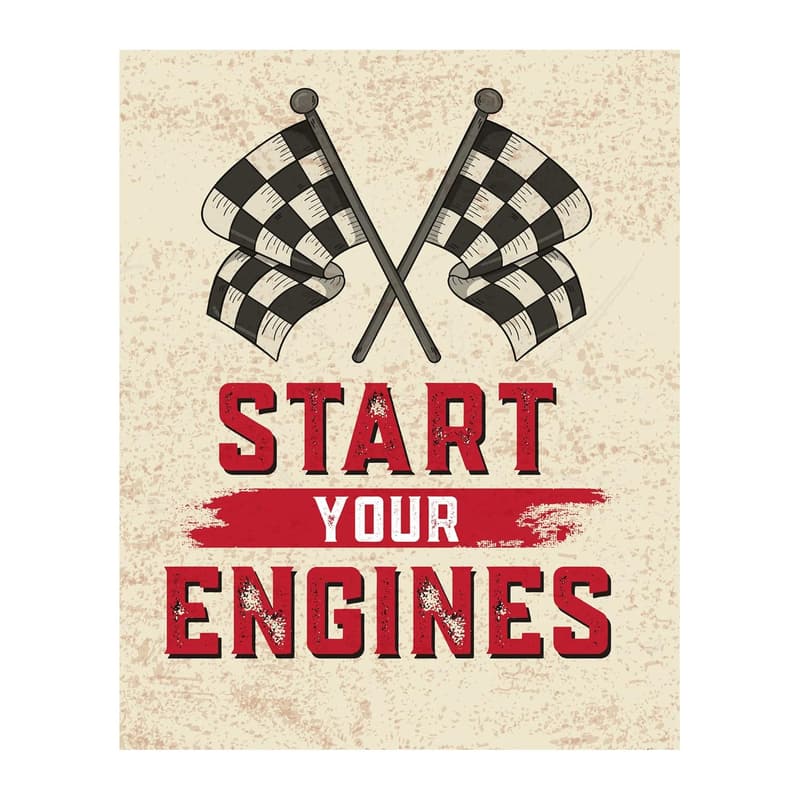 Distressed Garage Wall Art Print for Race Fans - Unframed 8x10