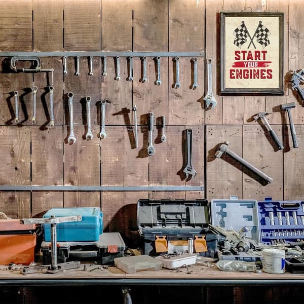 Distressed Garage Wall Art Print for Race Fans - Unframed 8x10