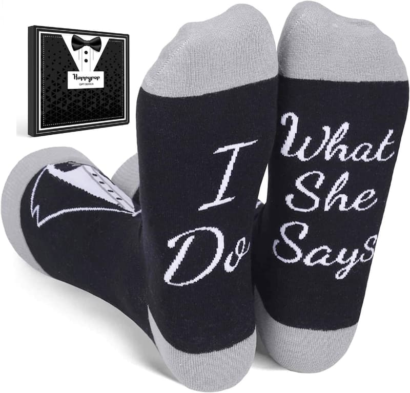 Funny Wedding Groom Socks - Black Tuxedo Design for Men