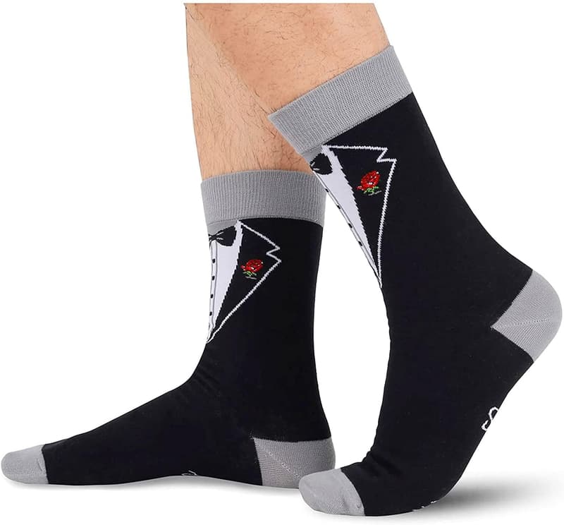 Funny Wedding Groom Socks - Black Tuxedo Design for Men