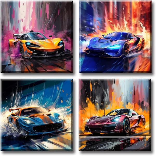 Supercar Canvas Wall Art for Men's Room Decor