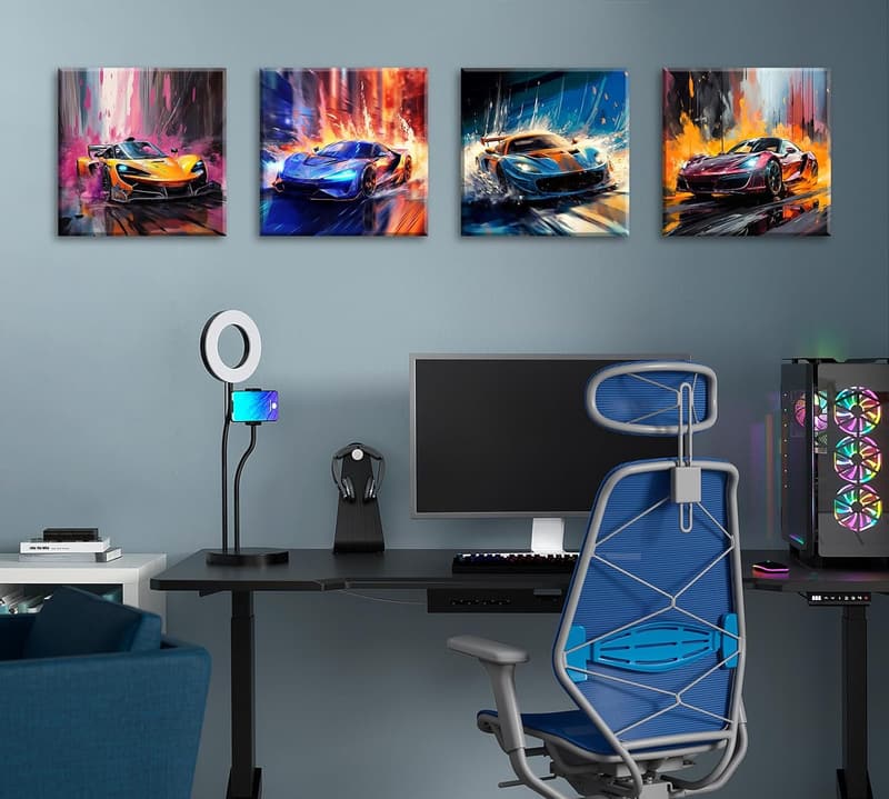 Supercar Canvas Wall Art for Men's Room Decor