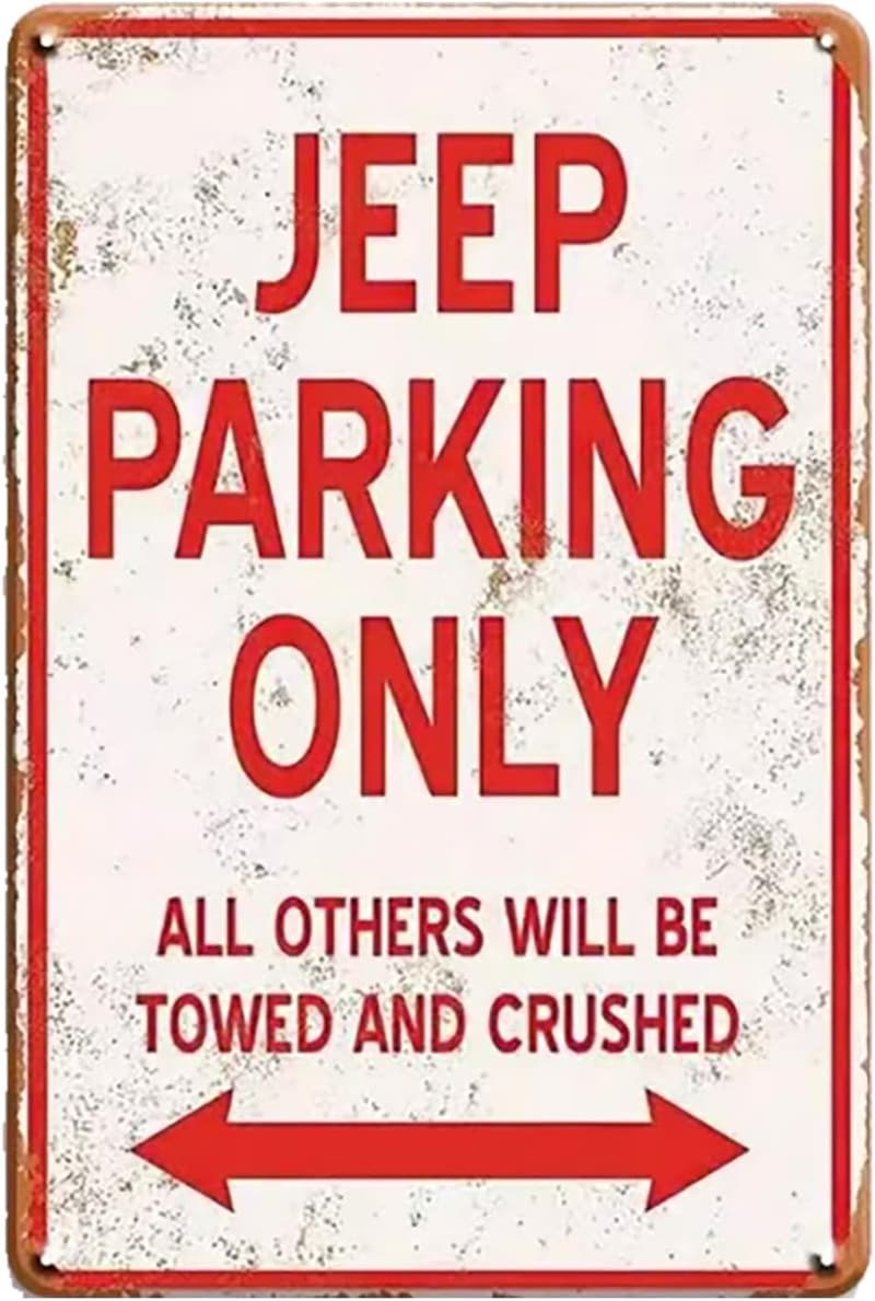 Jeep Parking Only Vintage Metal Sign for Men's Garage Decor