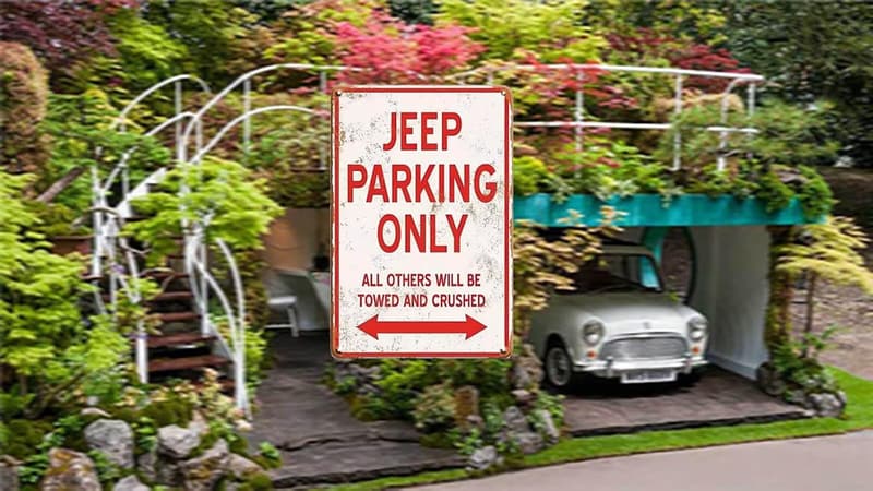 Jeep Parking Only Vintage Metal Sign for Men's Garage Decor