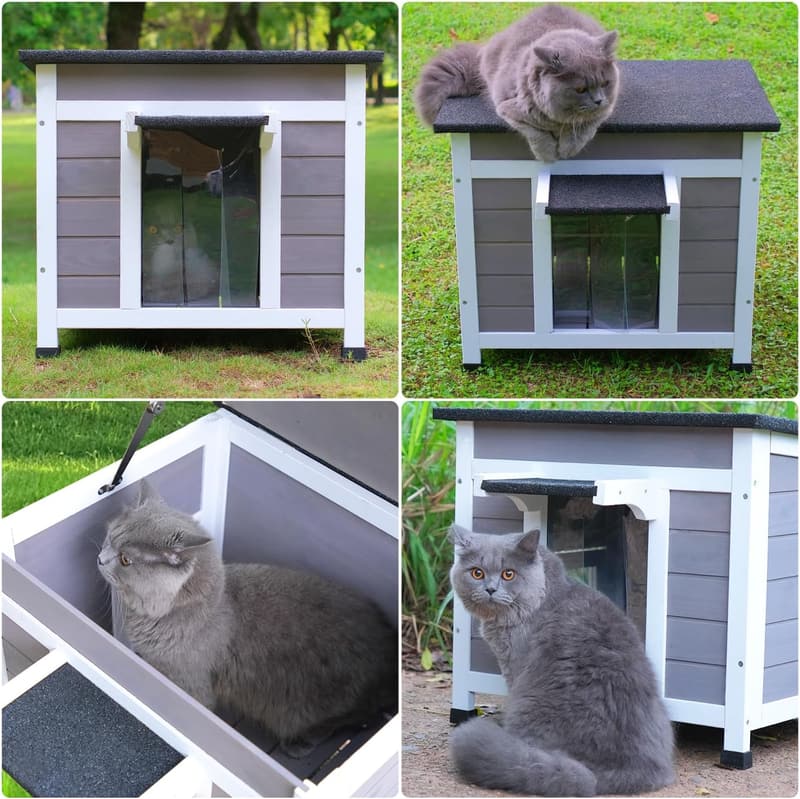 Weatherproof Outdoor Cat House for Feral Cats