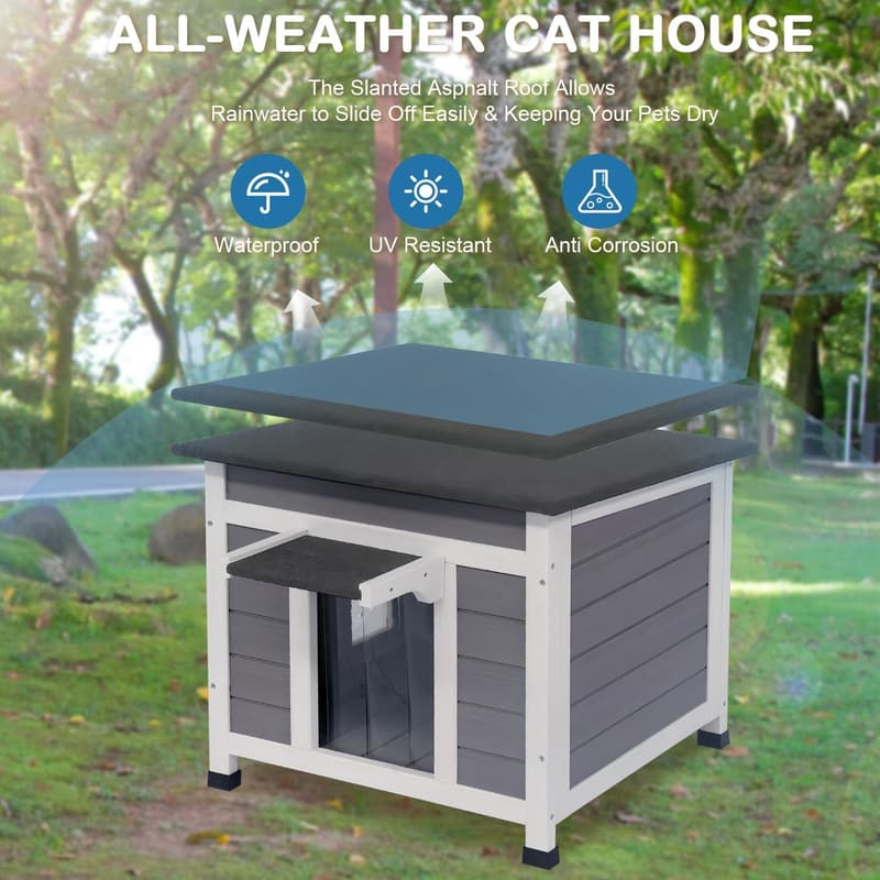 Weatherproof Outdoor Cat House for Feral Cats