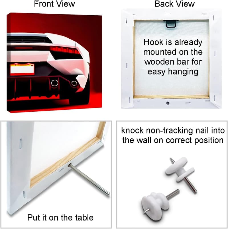 Modern Car Canvas Wall Art set for Boys Room & Man Cave