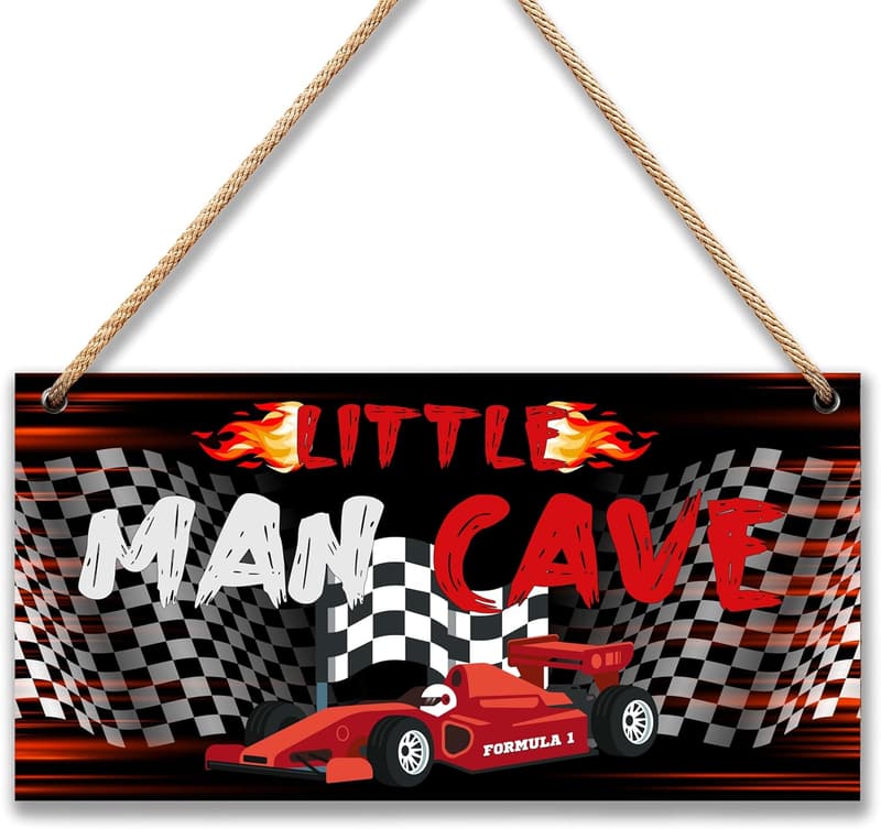 Little Man Cave Wooden Wall Sign for Boys' Room Decor