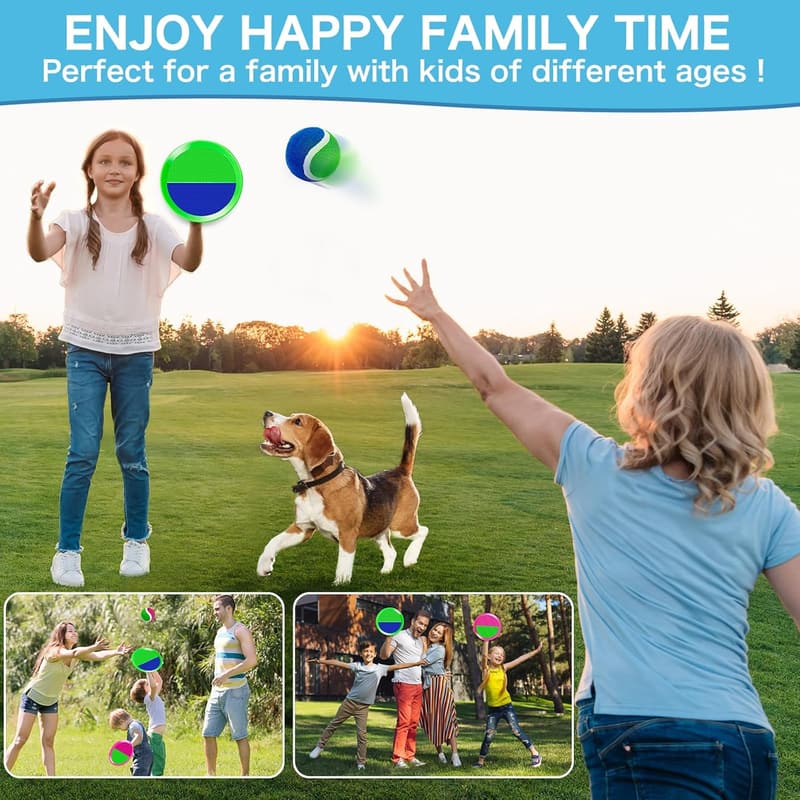 Kids' Catching Ball Set - 4 Paddles for Outdoor Fun