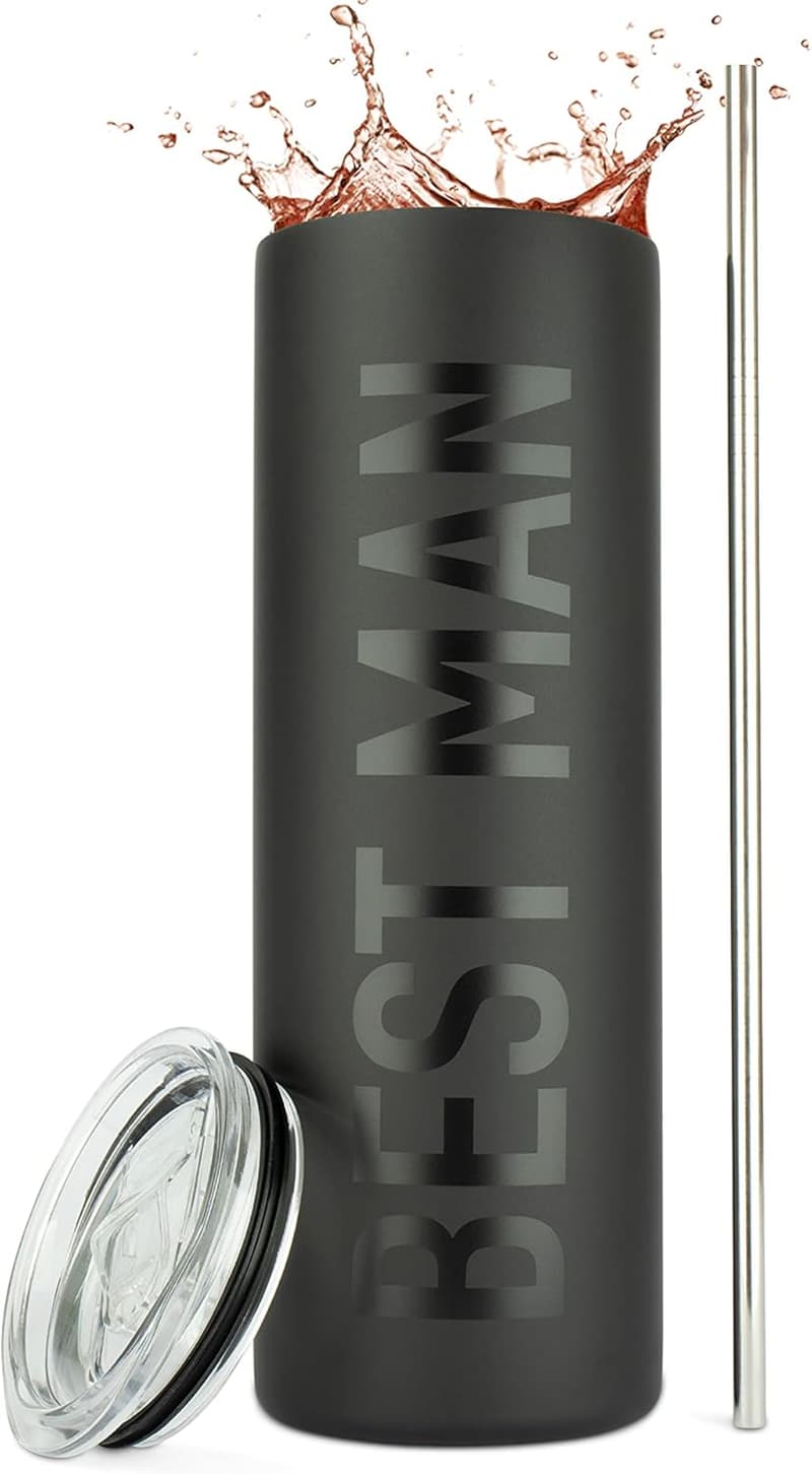 Valentine's Day Groomsman Gift - 20oz Matte Black Travel Tumbler