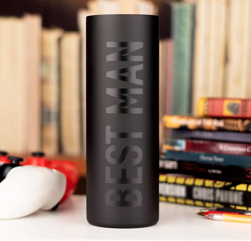 Valentine's Day Groomsman Gift - 20oz Matte Black Travel Tumbler