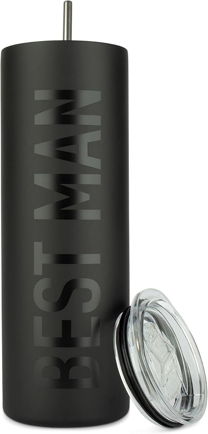 Valentine's Day Groomsman Gift - 20oz Matte Black Travel Tumbler