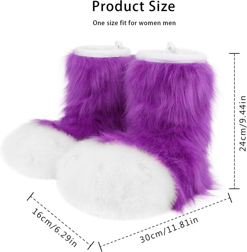 Furry Animal Paw Slippers - Fun Costume Footwear for All Ages