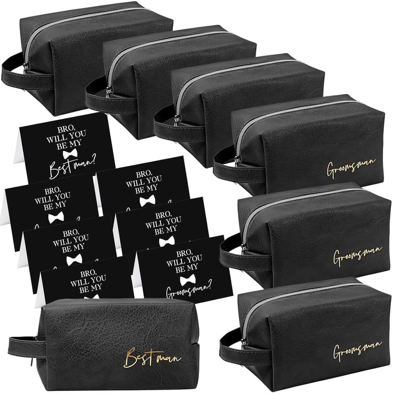Groomsmen Toiletry Bag Set - PU Leather Wedding Gift