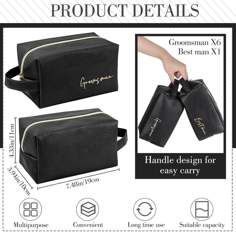 Groomsmen Toiletry Bag Set - PU Leather Wedding Gift