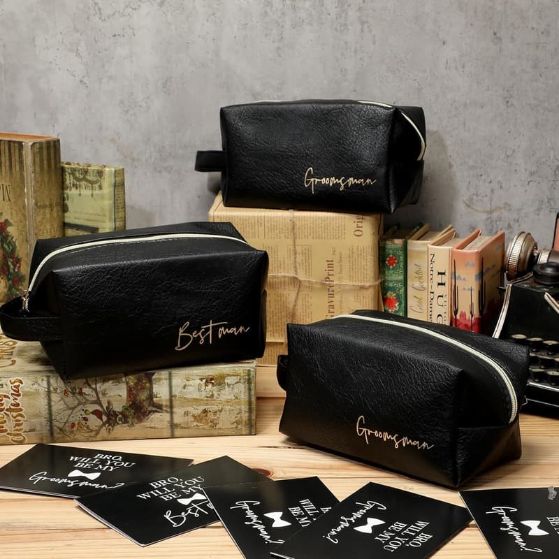 Groomsmen Toiletry Bag Set - PU Leather Wedding Gift