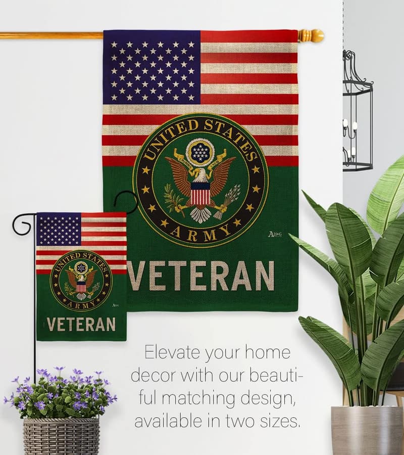 US Army Veteran Burlap Garden Flag for Memorial Remembrance