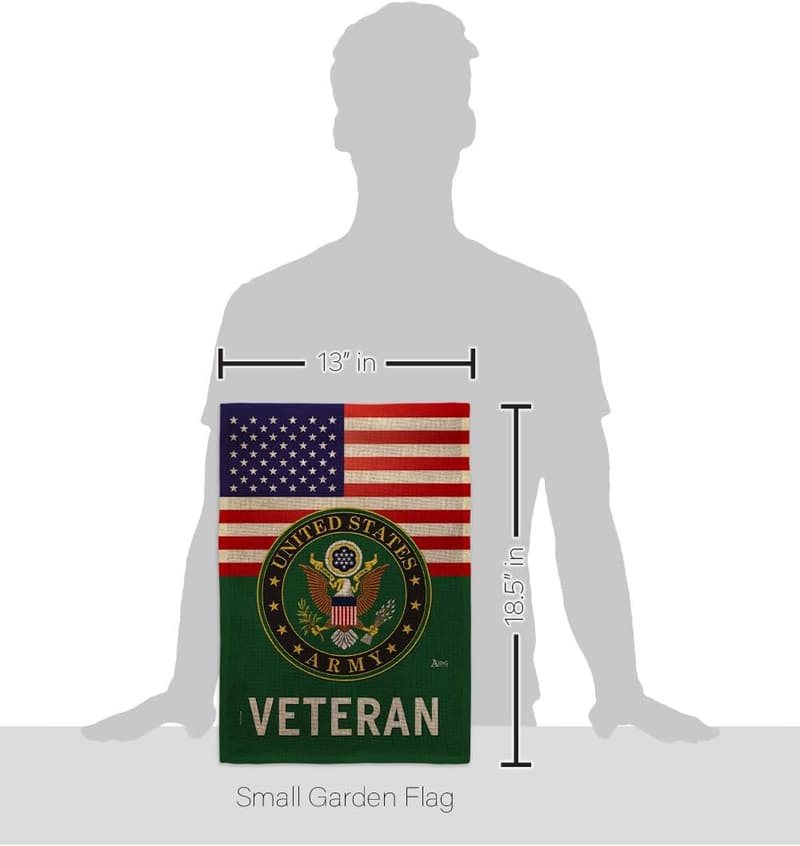US Army Veteran Burlap Garden Flag for Memorial Remembrance