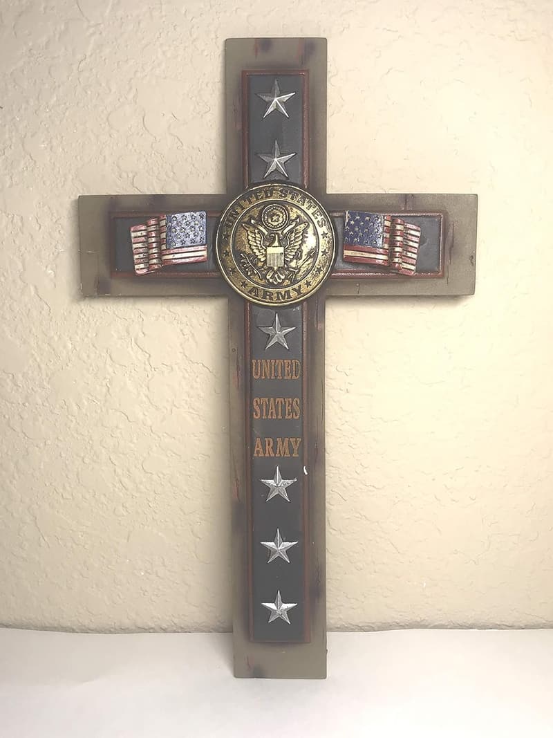 United States Army Wall Cross with Flag - 12