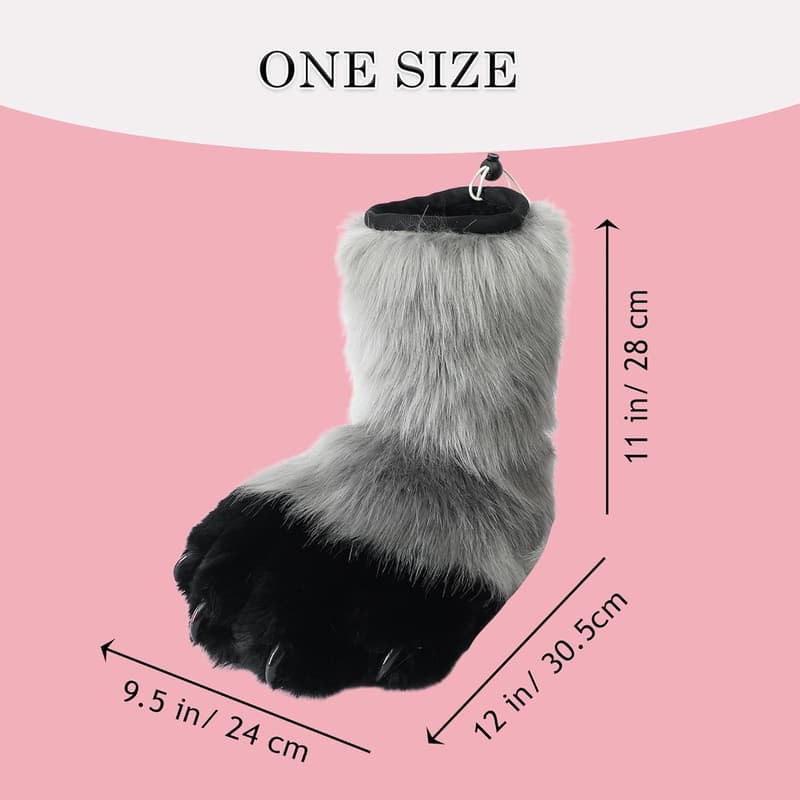 Furry Paw Slippers - Cosplay Cat Claws for Adults