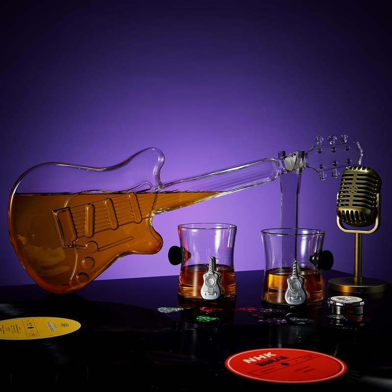 Electric Guitar Decanter Set with Glasses for Music Lovers