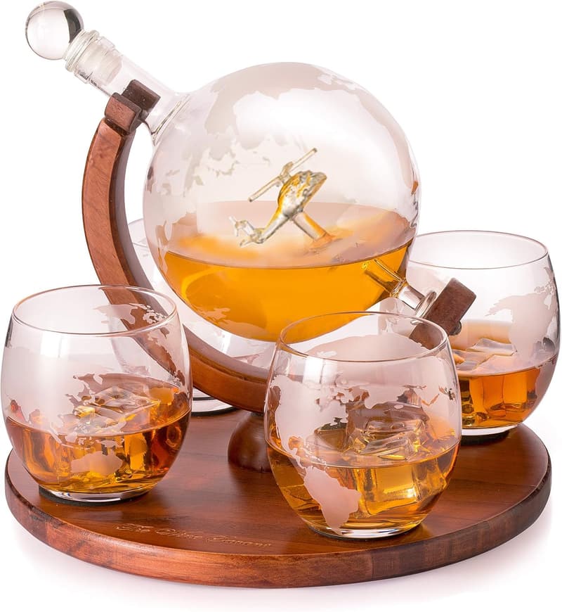Helicopter Whiskey Decanter Set for Aviation Enthusiasts