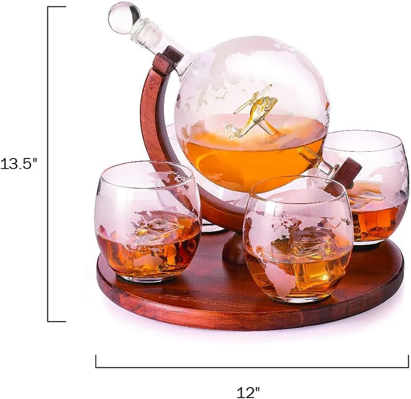 Helicopter Whiskey Decanter Set for Aviation Enthusiasts