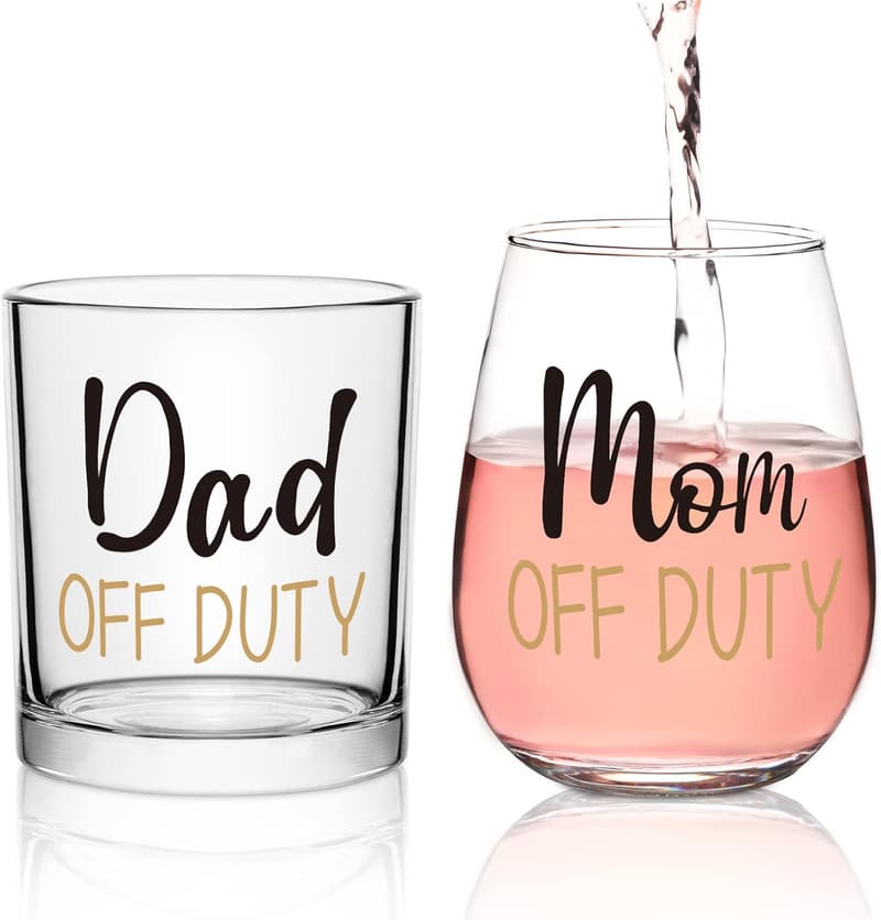 Father's Day Gift Set: Off Duty Whiskey & Stemless Wine Glasses