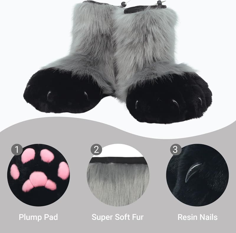 Furry Animal Paw Claw Shoes for Cosplay Adults