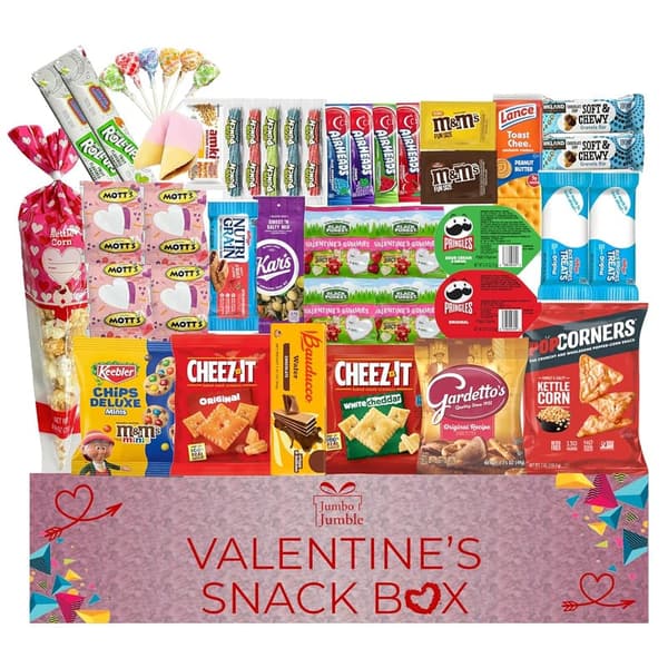 Valentine’s Snack Box Care Package – 45 Count Snacks for All