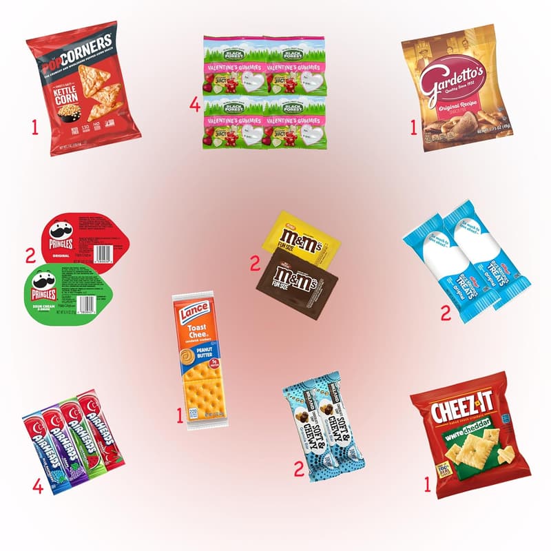Valentine’s Snack Box Care Package – 45 Count Snacks for All