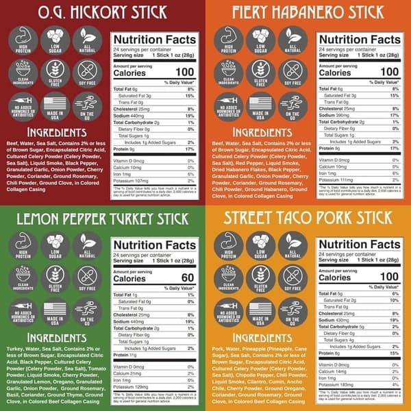 Healthy Meat Sticks Variety Pack | Gluten-Free, Keto | 24-Pack