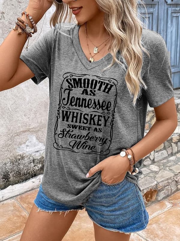 Summer Beach V-Neck T-Shirt for Women - Coconut Tree Print