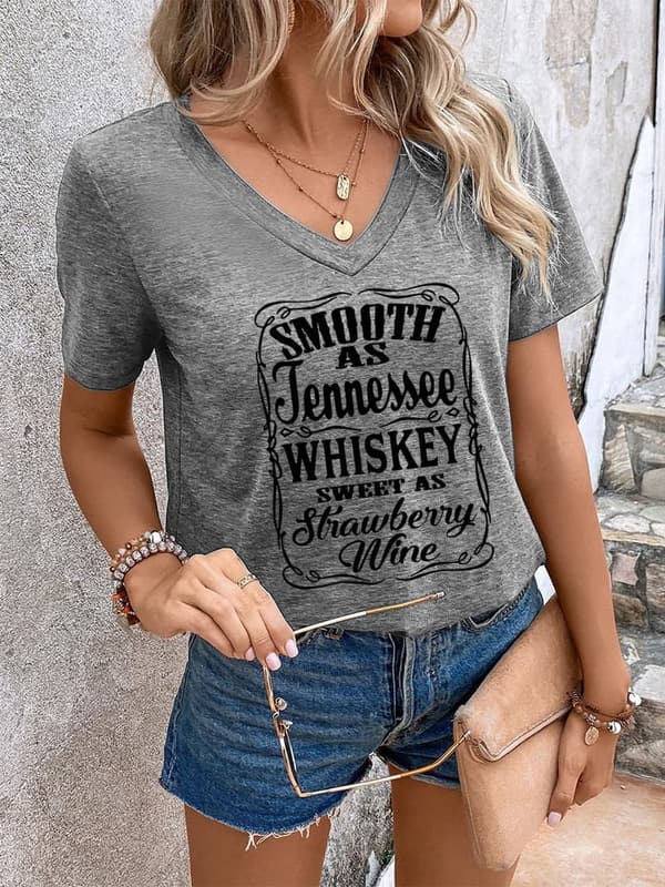 Summer Beach V-Neck T-Shirt for Women - Coconut Tree Print