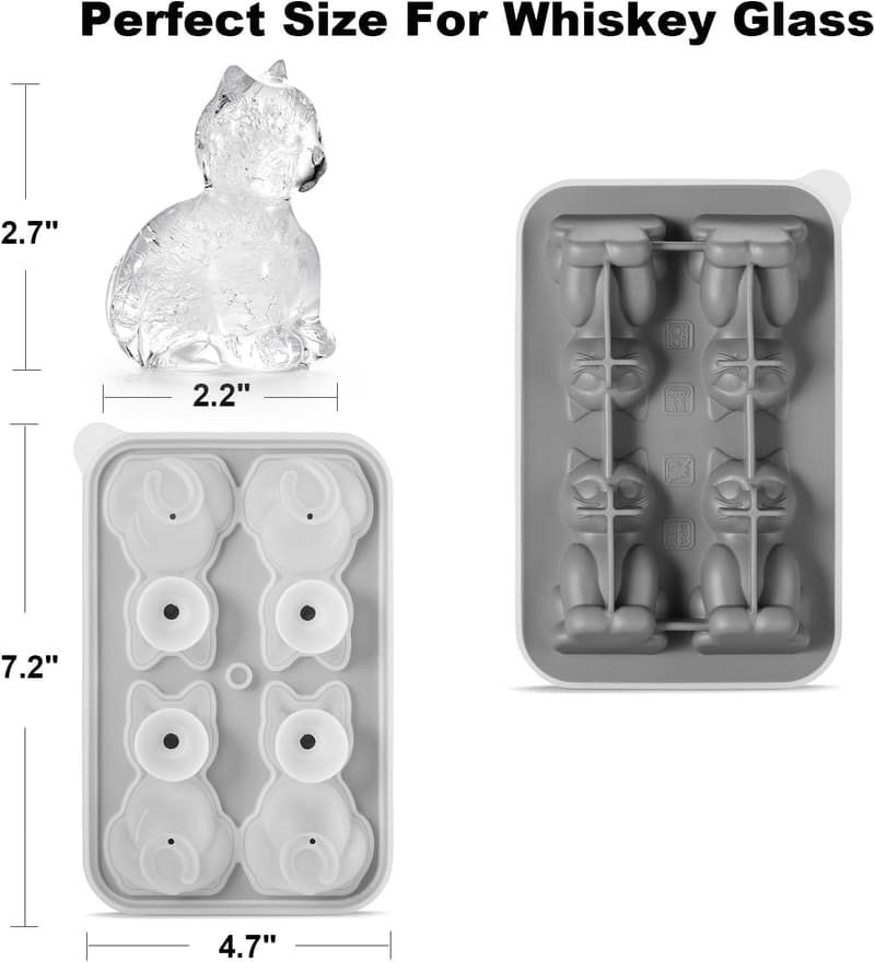 Cat Lover 3D Ice Cube Mold - Large Craft Trays for Cocktails