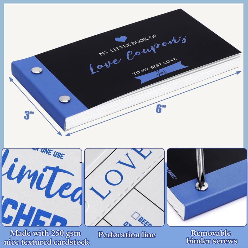Love Coupon Book for Him - 20 Fun Coupons & 10 Blank Cards
