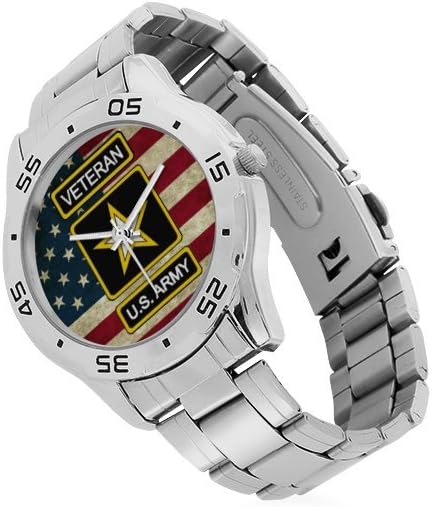 Custom US Army Veteran Stainless Steel Men's Watch