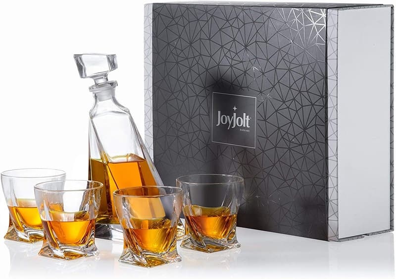 Luxury Crystal Whiskey Decanter Set with 4 Glasses