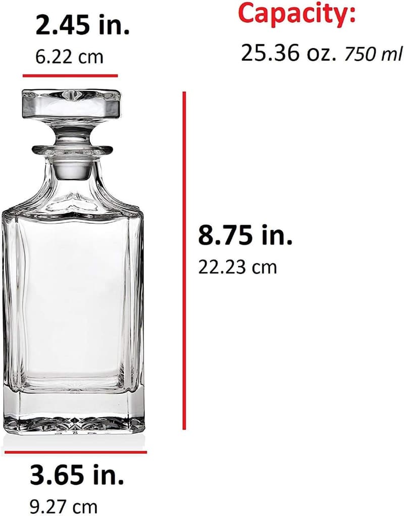 Engravable 25 oz Square Whiskey Decanter with Glass Stopper