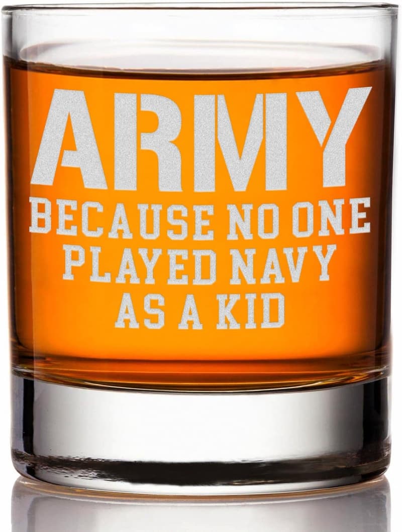 Engraved US Army Whiskey Glass - Military Gift for Dad, 11 oz