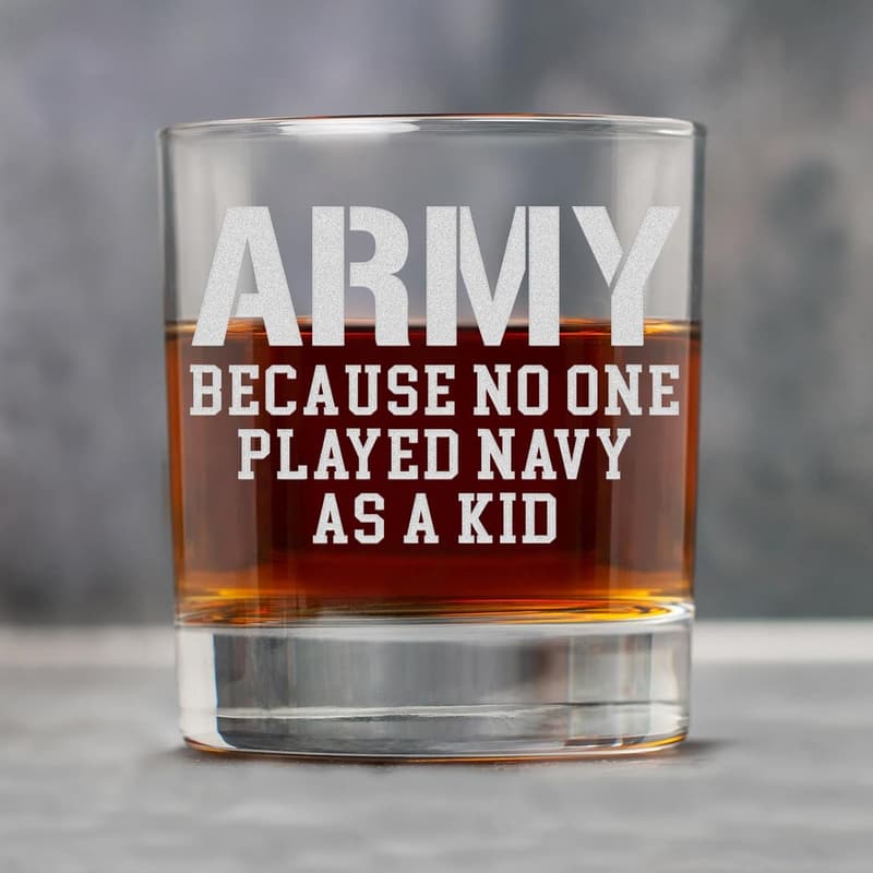 Engraved US Army Whiskey Glass - Military Gift for Dad, 11 oz