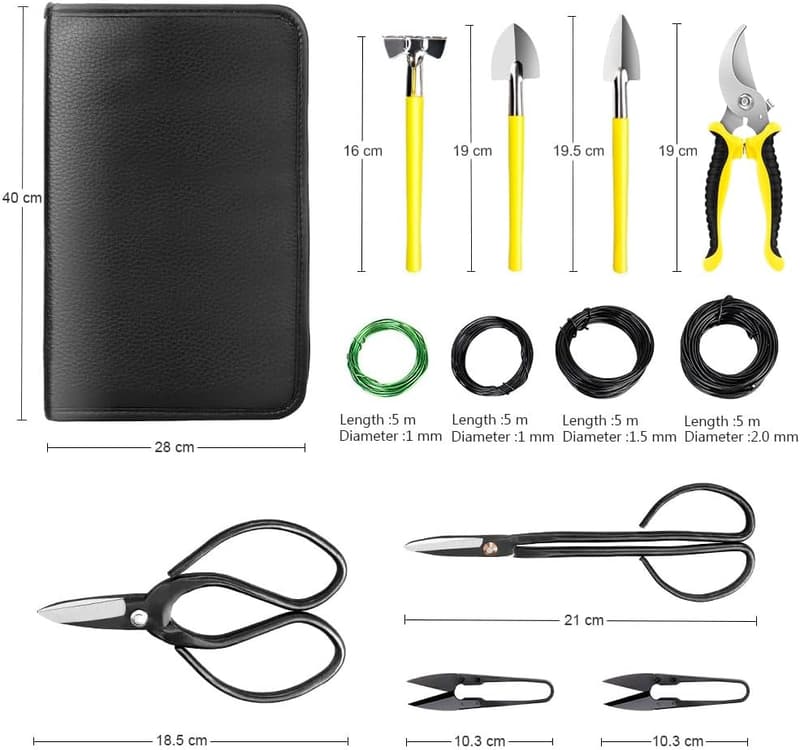 Bonsai Tools Set - 13-Piece High Carbon Steel Gardening Kit