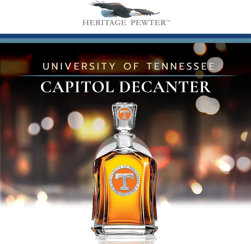 Tennessee Whiskey Decanter | 24 oz Pewter-Glass with Airtight Stopper