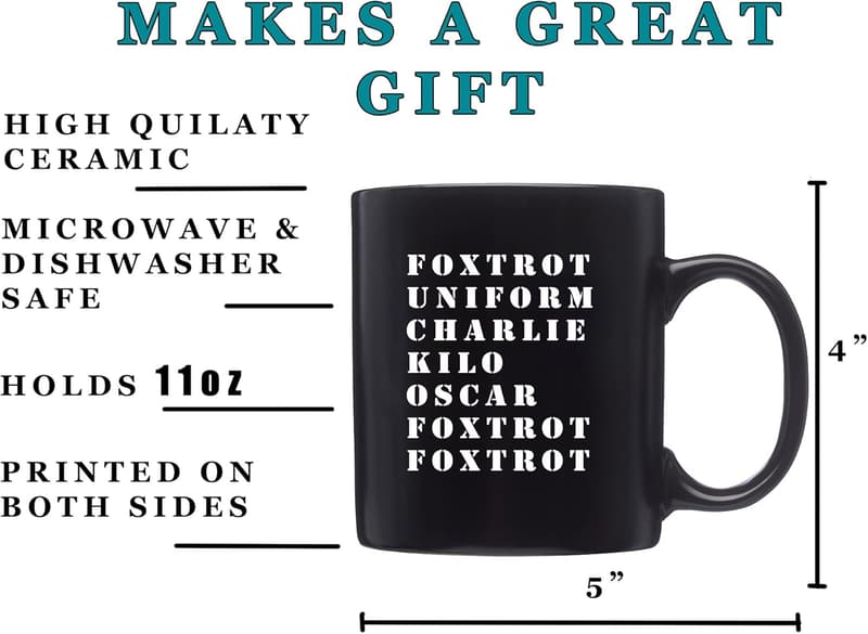 Military Veteran Foxtrot Coffee Mug - 11 oz Black Novelty Cup