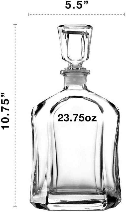 Italian Whiskey Decanter Set with 2 Glasses - 23.75oz